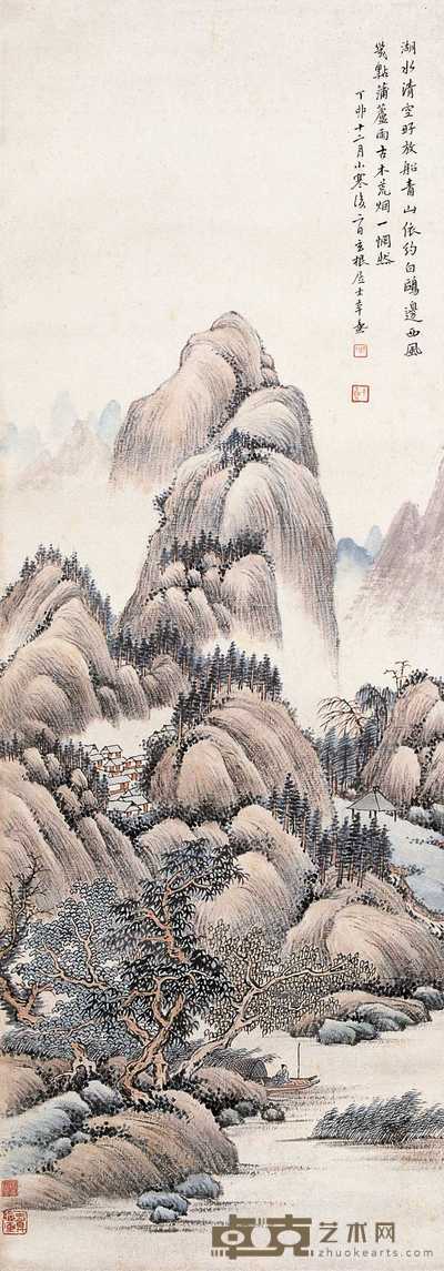 楼辛壶 山水 立轴 95×32cm